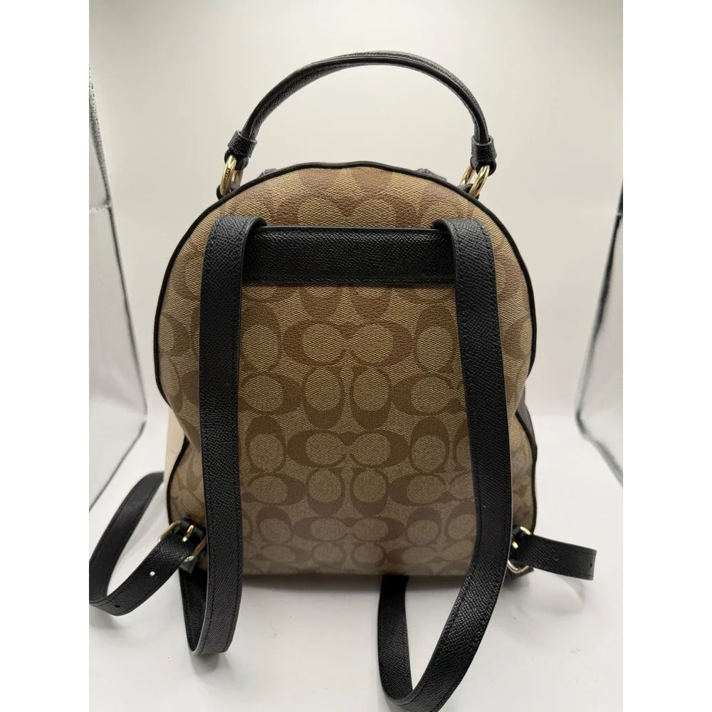 Coach Jordyn Backpack Women Medium Brown Beige Signature Coated Canvas Logo